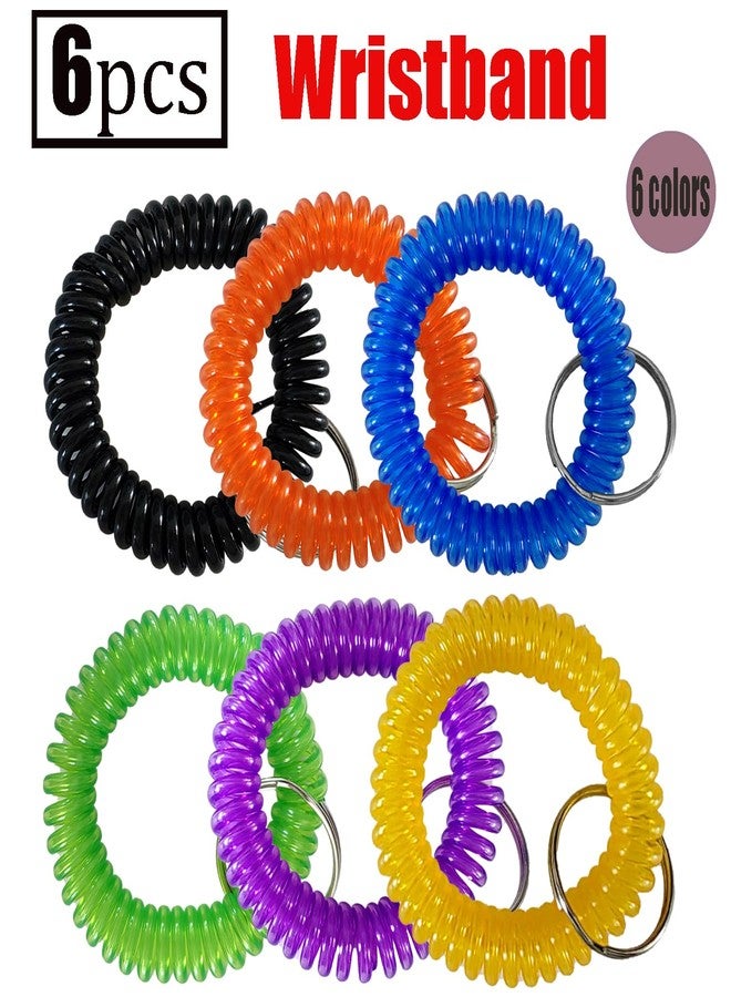 HAMIYELL Pack of 6 Colorful Spring Spiral Wrist Coil Key Chain, Wristband Key Ring - Image 3